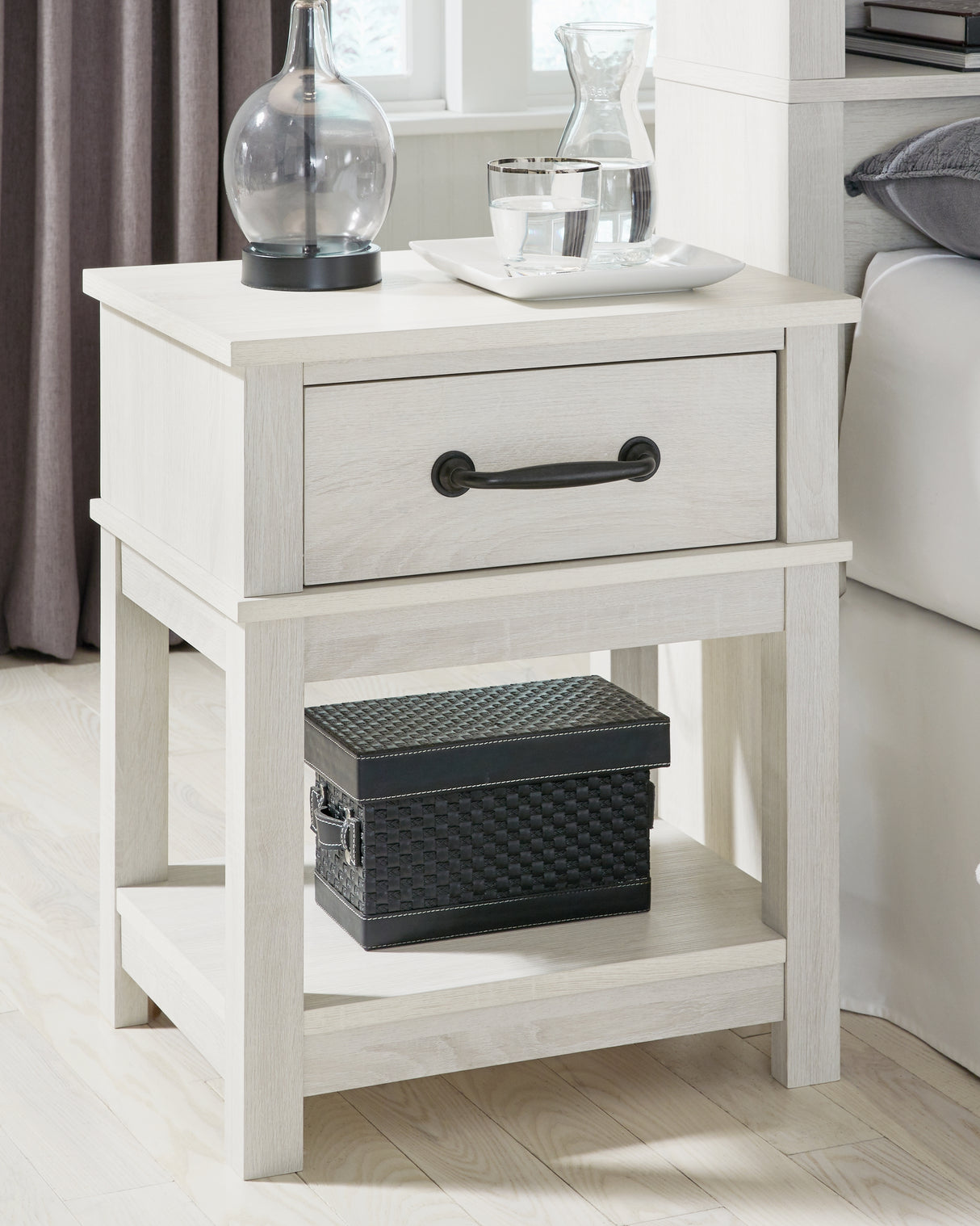 Furniture City Slidell - Ashley Furniture - Dorrinson Bedroom - One Drawer Night Stand / White - B067-91