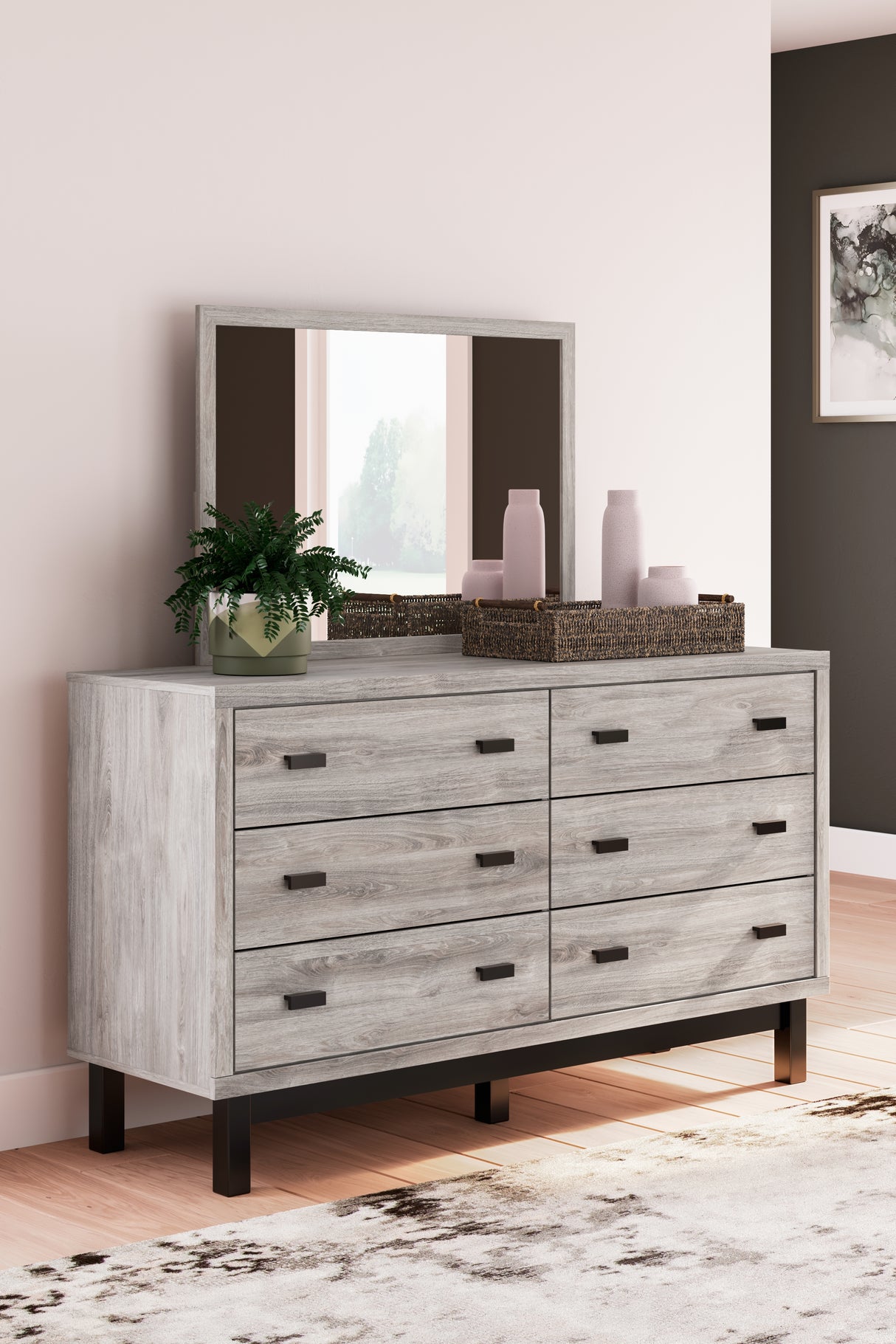 Furniture City Slidell - Ashley Furniture - Vessalli Bedroom - Dresser and Mirror / Gray - B1036B1
