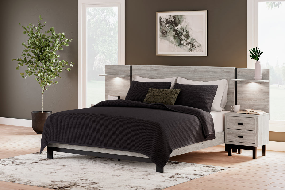Furniture City Slidell - Ashley Furniture - Vessalli Bedroom - King Panel Bed with Extensions / Gray - B1036B8