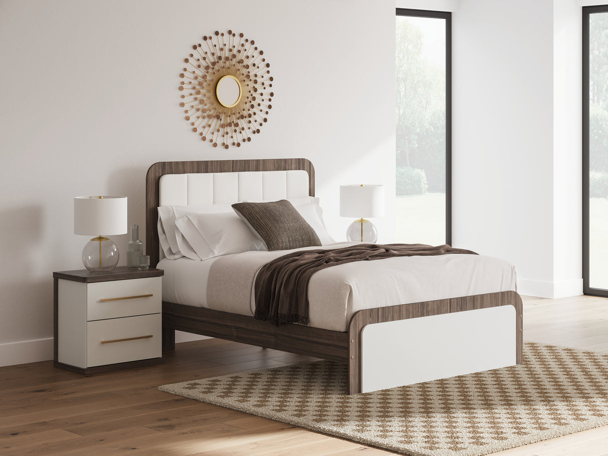 Furniture City Slidell - Ashley Furniture - Kendanport Bedroom - Queen Upholstered Bed / White/Brown - PCB1108B7
