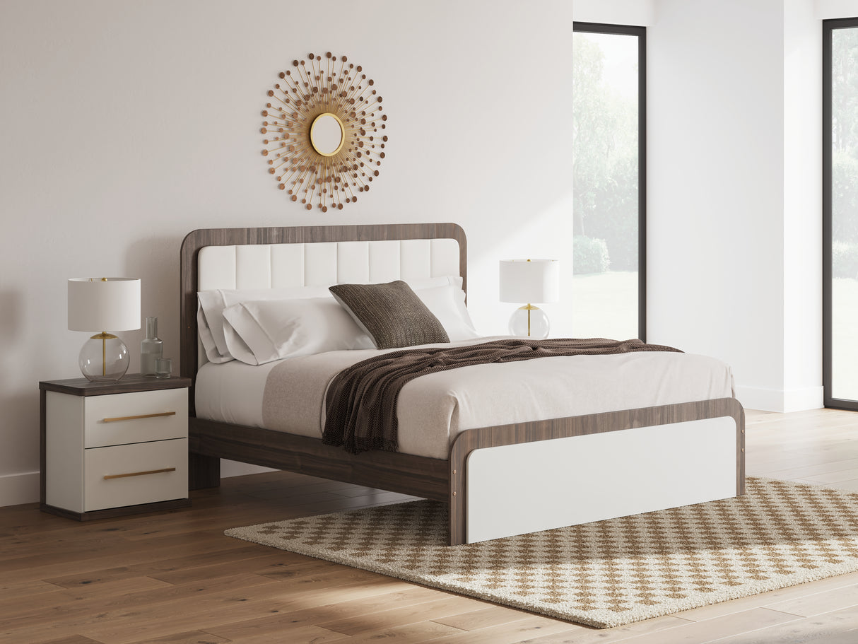 Furniture City Slidell - Ashley Furniture - Kendanport Bedroom - King Upholstered Bed / White/Brown - PCB1108B8