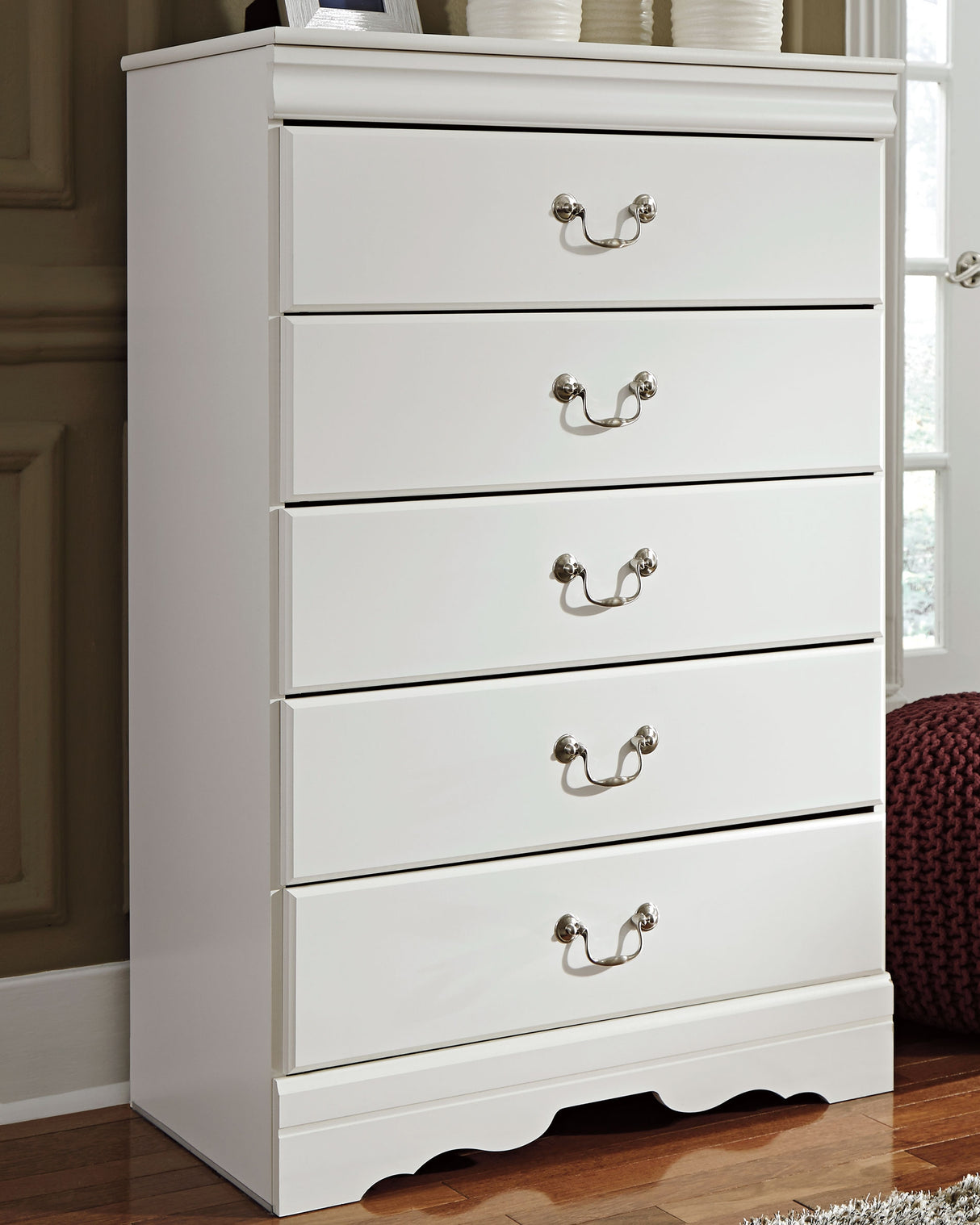 Furniture City Slidell - Ashley Furniture - Anarasia Bedroom - Five Drawer Chest / White - B129-46