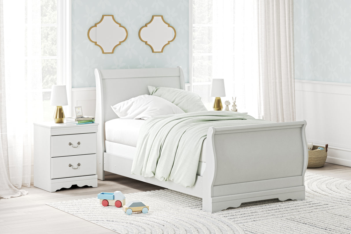 Furniture City Slidell - Ashley Furniture - Anarasia Bedroom - Twin Sleigh Bed / White - B129B1