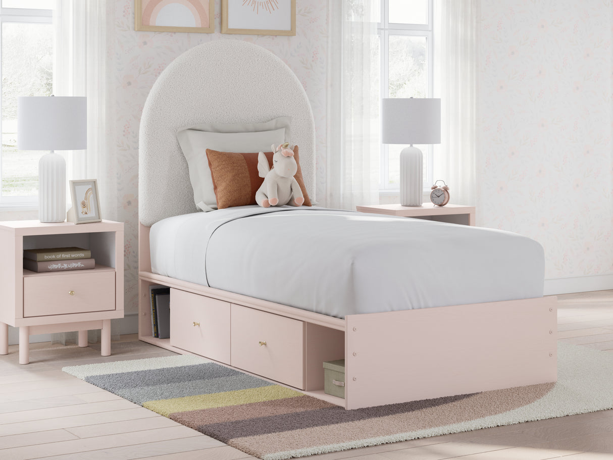Furniture City Slidell - Ashley Furniture - Wistenpine Bedroom - Twin Upholstered Panel Bed with Storage / Blush - B1323B14