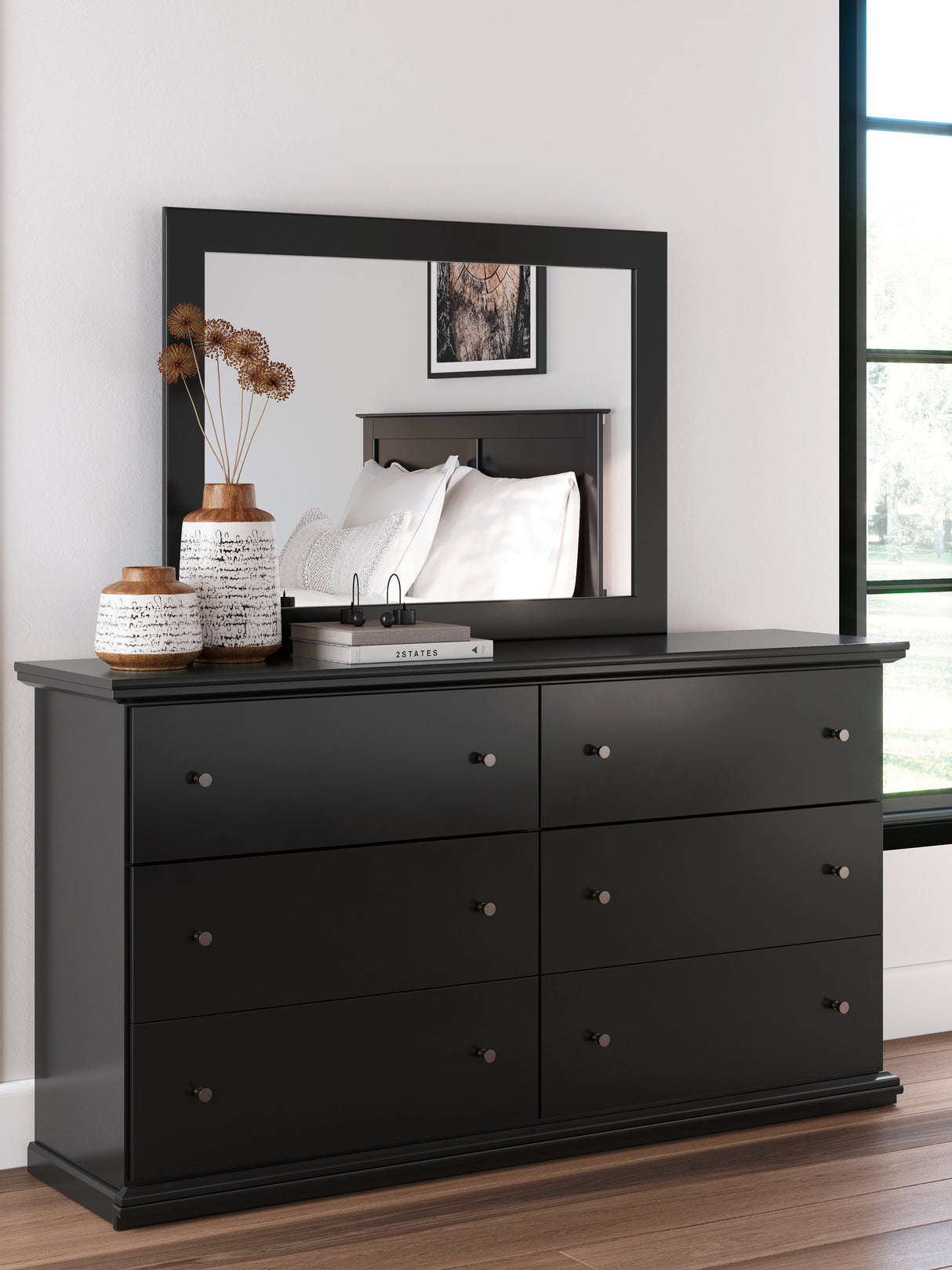 Furniture City Slidell - Ashley Furniture - Maribel Bedroom - Dresser and Mirror / Black - B138B50