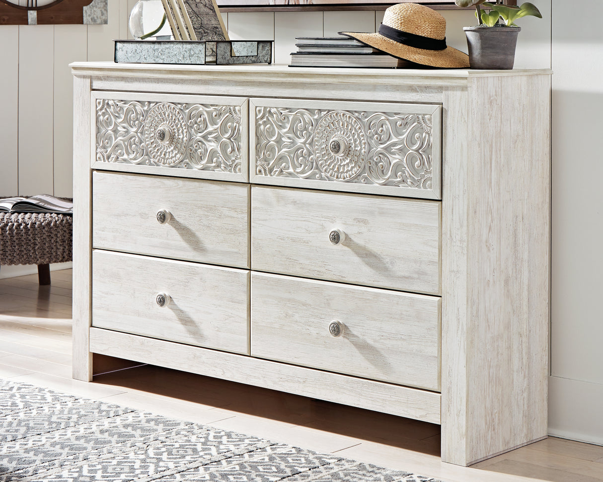 Furniture City Slidell - Ashley Furniture - Paxberry Bedroom - Six Drawer Dresser / Whitewash - B181-31