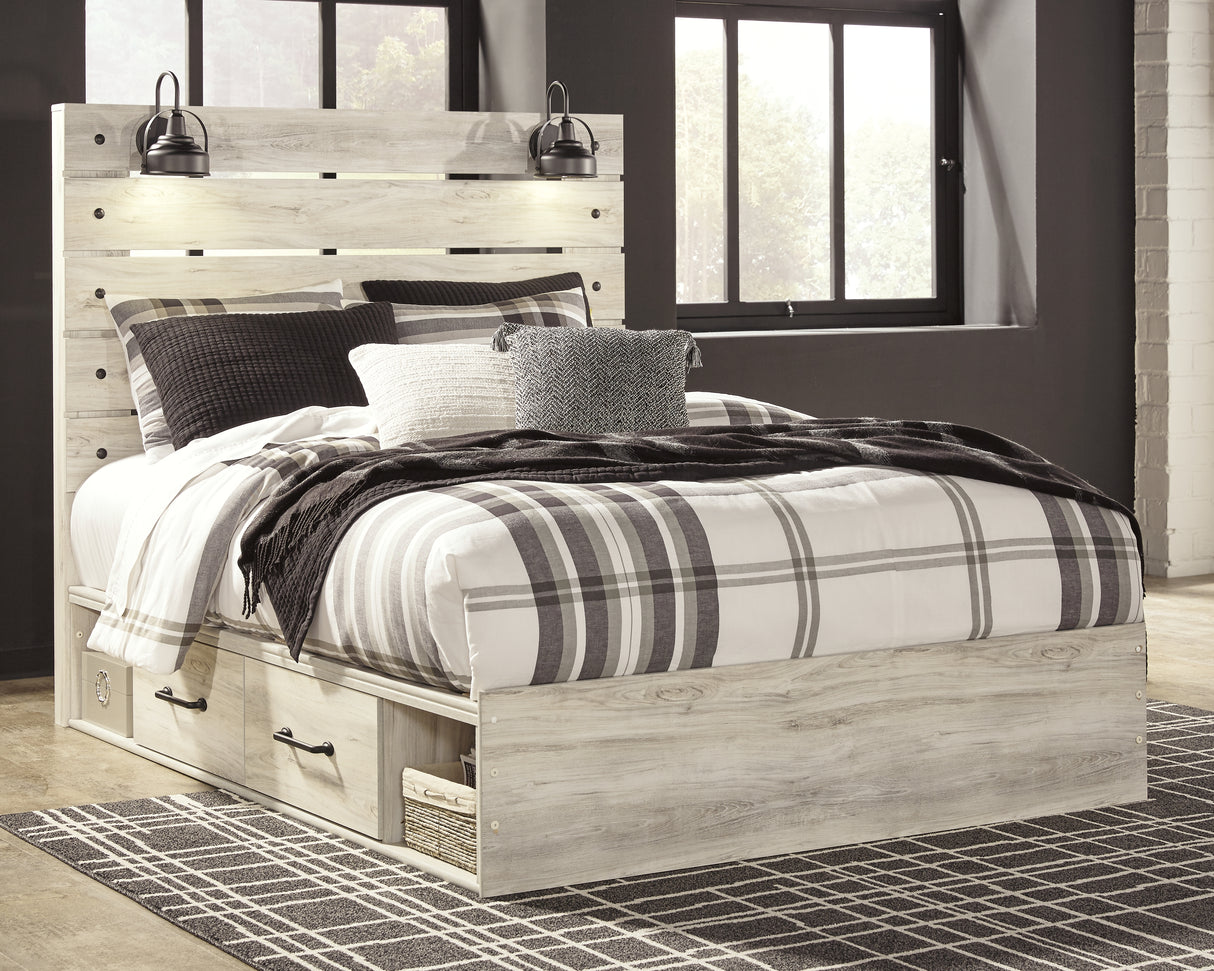 Furniture City Slidell - Ashley Furniture - Cambeck Bedroom - Queen Panel Bed with 4 Storage Drawers / Whitewash - B192B24