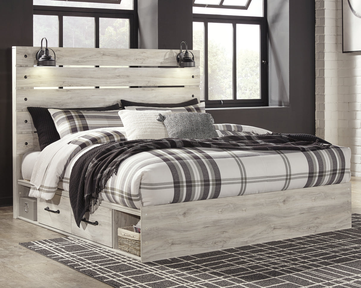 Furniture City Slidell - Ashley Furniture - Cambeck Bedroom - King Panel Bed with 2 Storage Drawers / Whitewash - B192B19