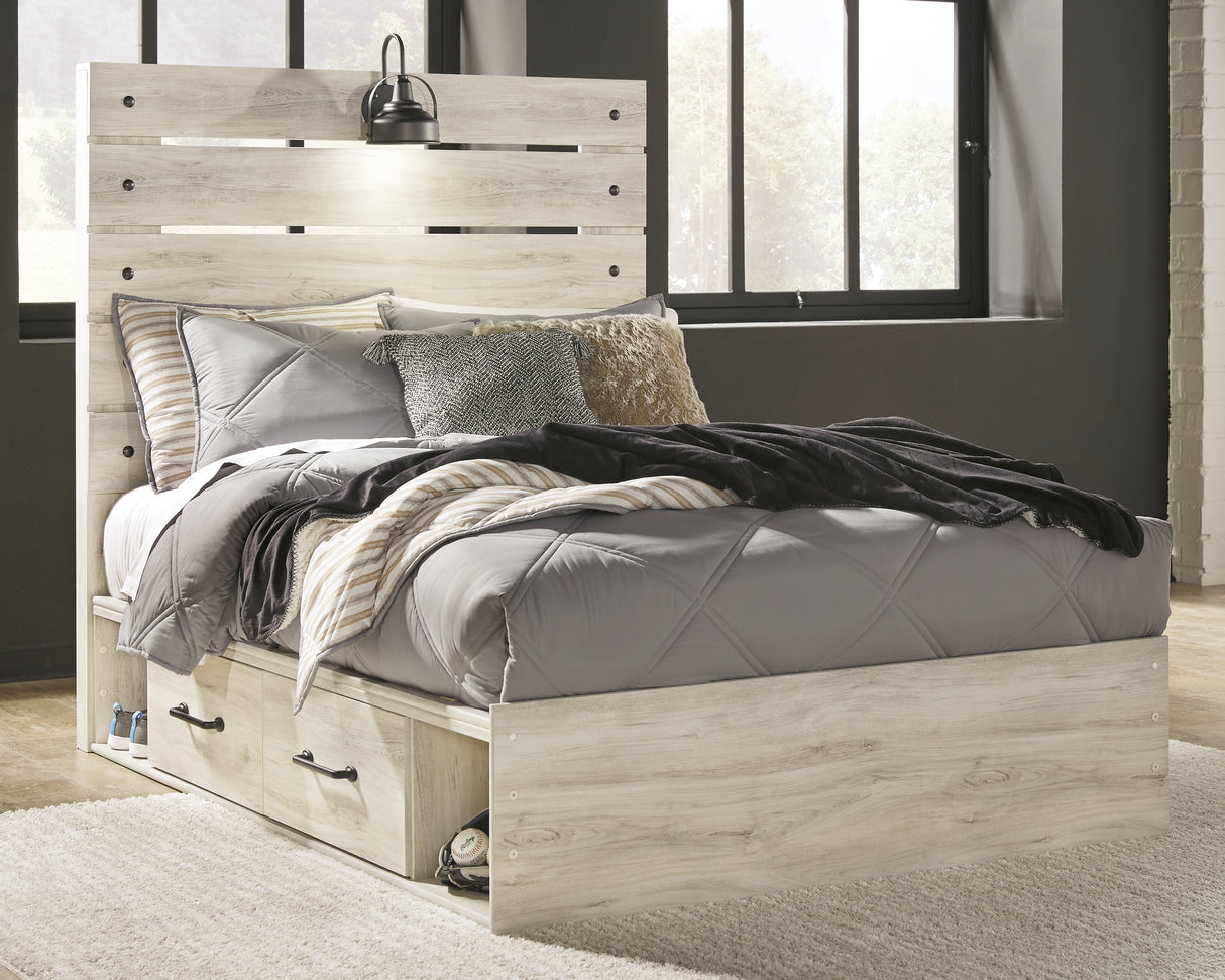 Furniture City Slidell - Ashley Furniture - Cambeck Bedroom - Full Panel Bed with 4 Storage Drawers / Whitewash - B192B34