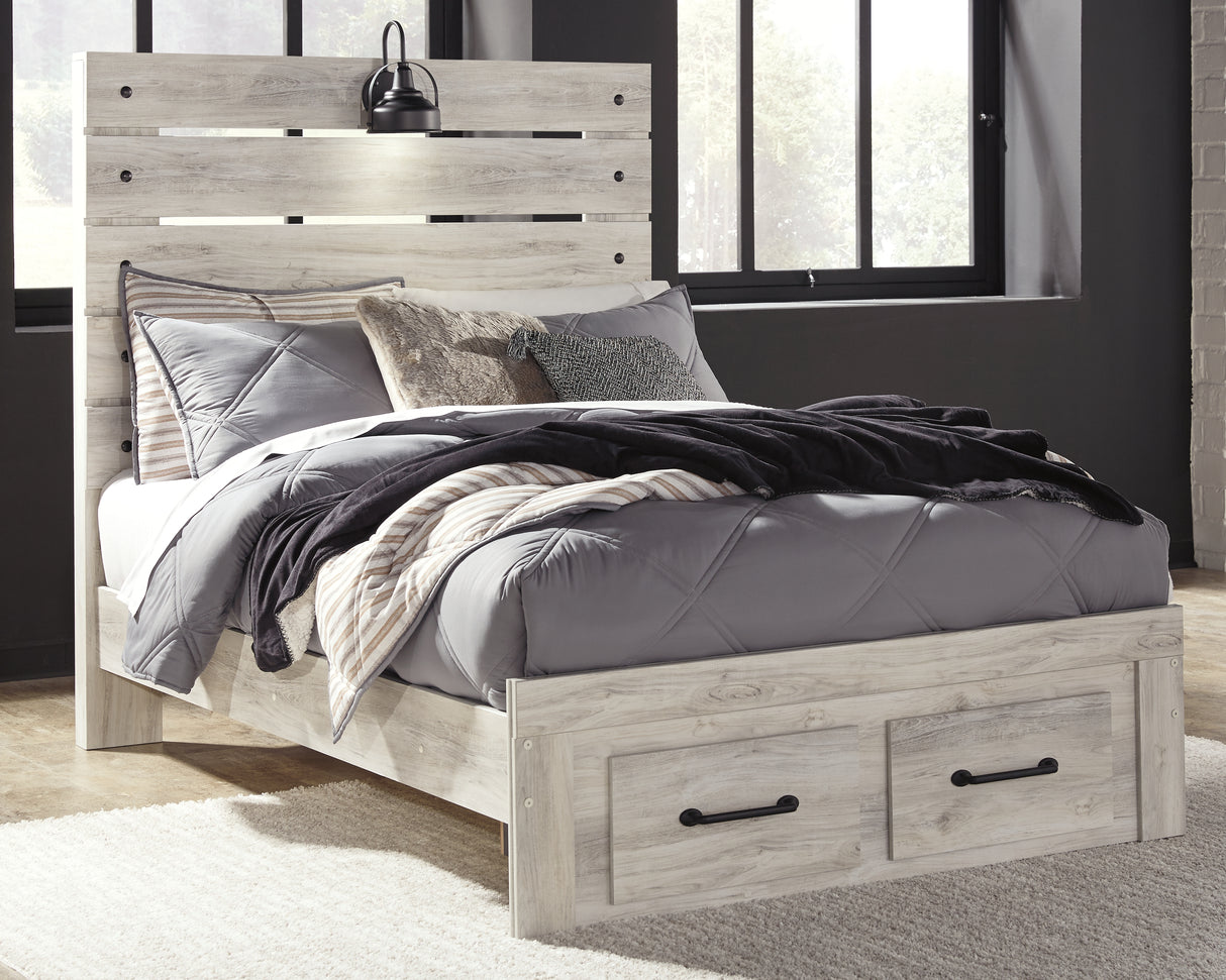Furniture City Slidell - Ashley Furniture - Cambeck Bedroom - Full Panel Bed with 2 Storage Drawers / Whitewash - B192B33