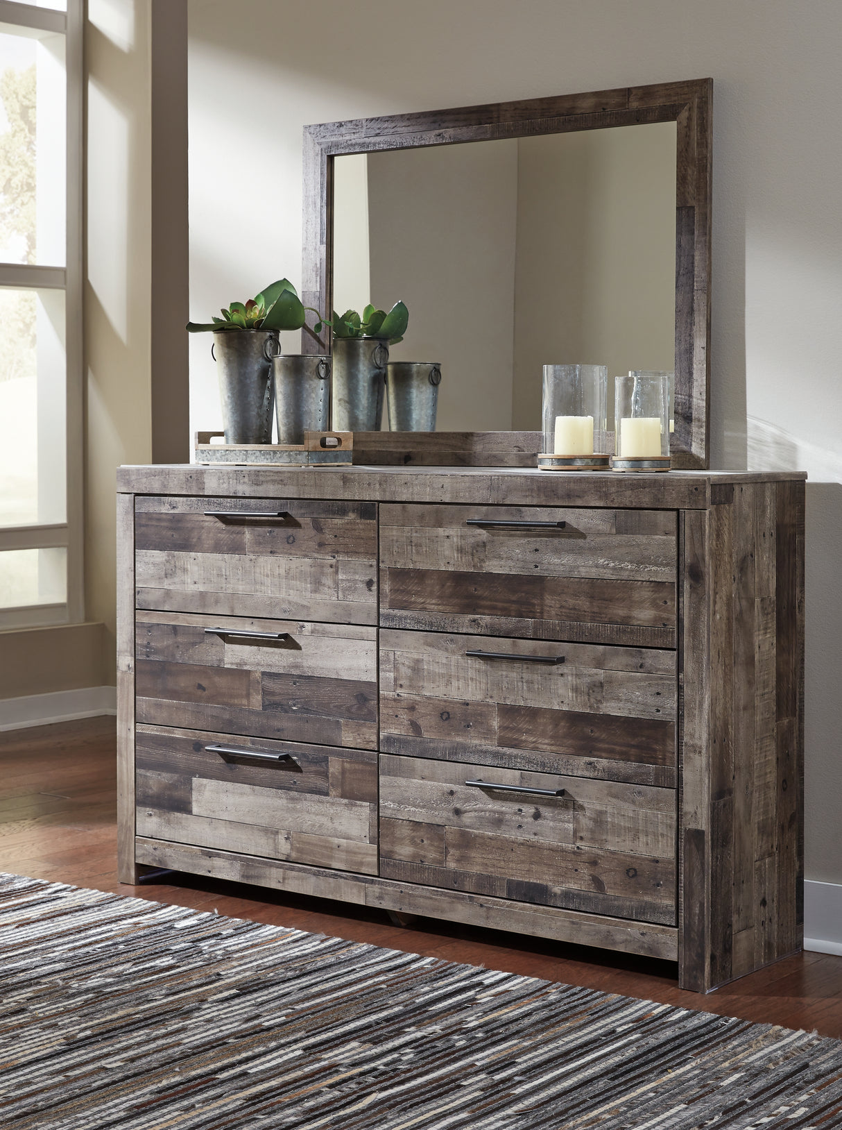 Furniture City Slidell - Ashley Furniture - Derekson Bedroom - Dresser and Mirror / Multi Gray - B200B1
