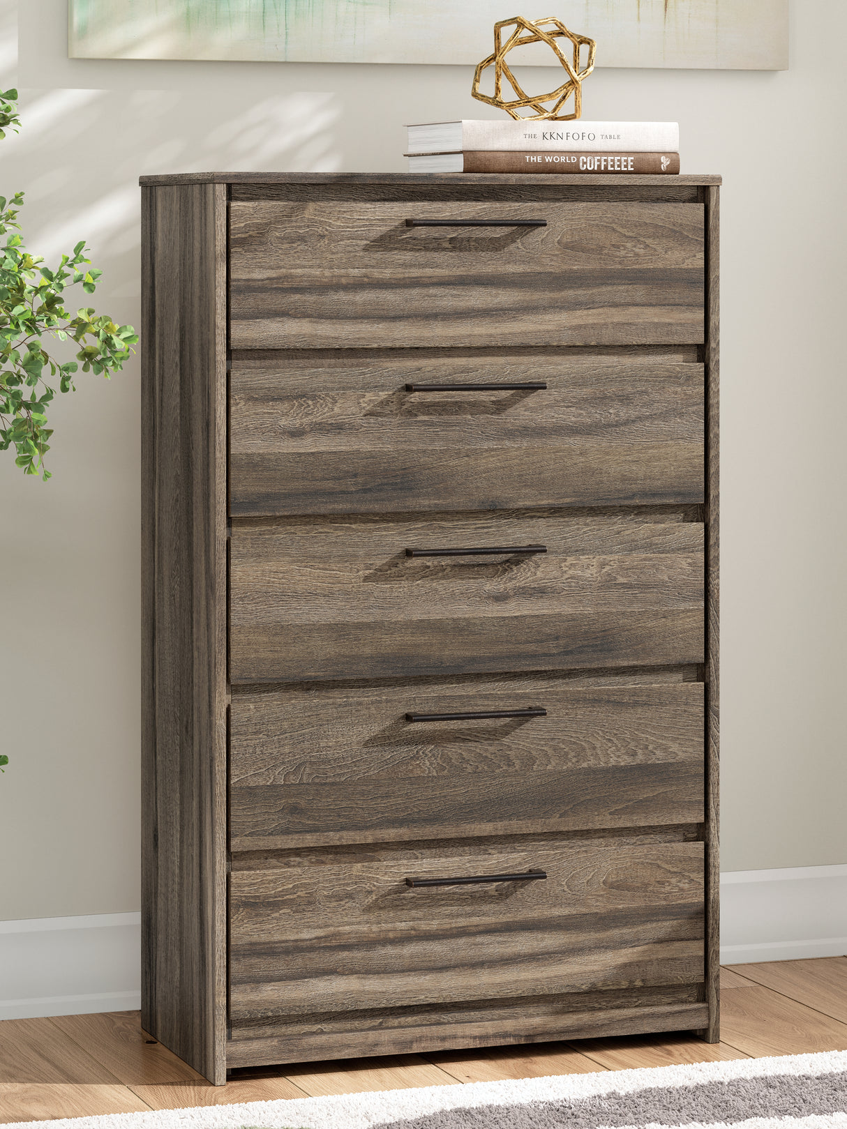 Furniture City Slidell - Ashley Furniture - Elbrim Bedroom - Five Drawer Chest / Brown - PCB2005-46