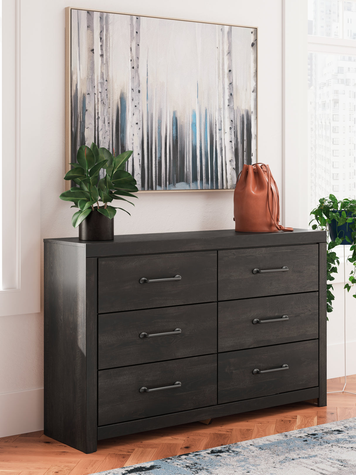 Furniture City Slidell - Ashley Furniture - Hollivern Bedroom - Six Drawer Dresser / Dark Gray - PCB2108-31