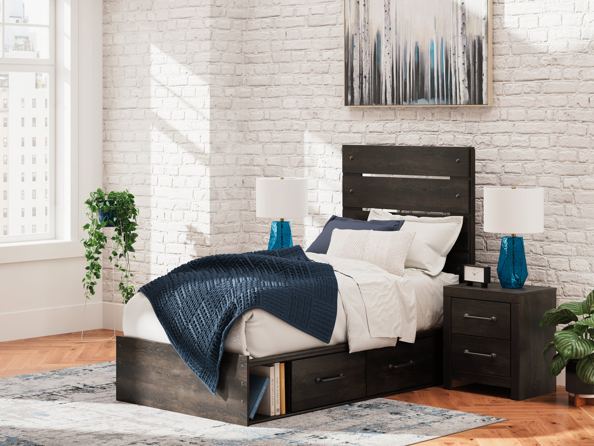 Furniture City Slidell - Ashley Furniture - Hollivern Bedroom - Twin Panel Storage Bed / Dark Gray - PCB2108B17