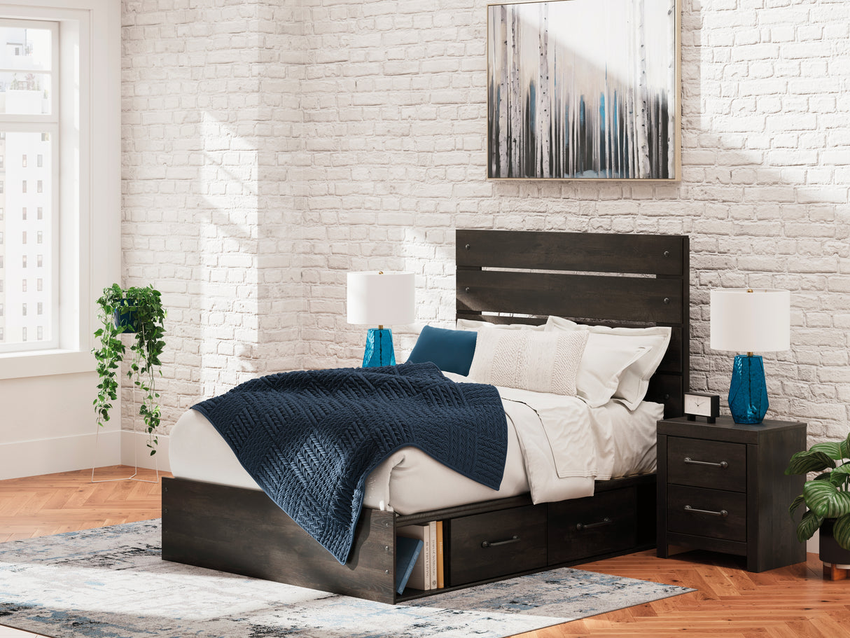 Furniture City Slidell - Ashley Furniture - Hollivern Bedroom - Full Panel Bed with Storage / Dark Gray - PCB2108B16