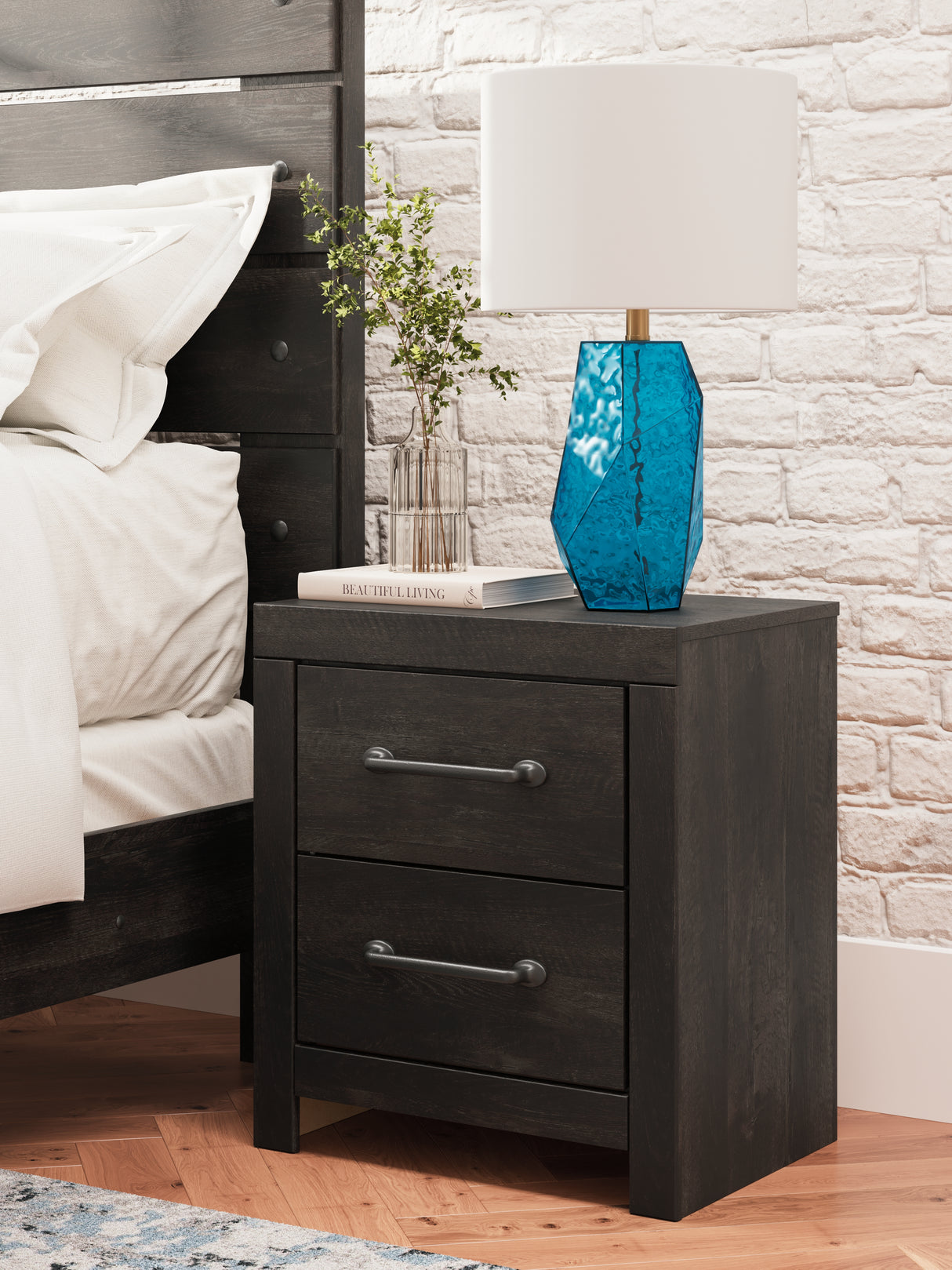 Furniture City Slidell - Ashley Furniture - Hollivern Bedroom - Two Drawer Night Stand / Dark Gray - PCB2108-92
