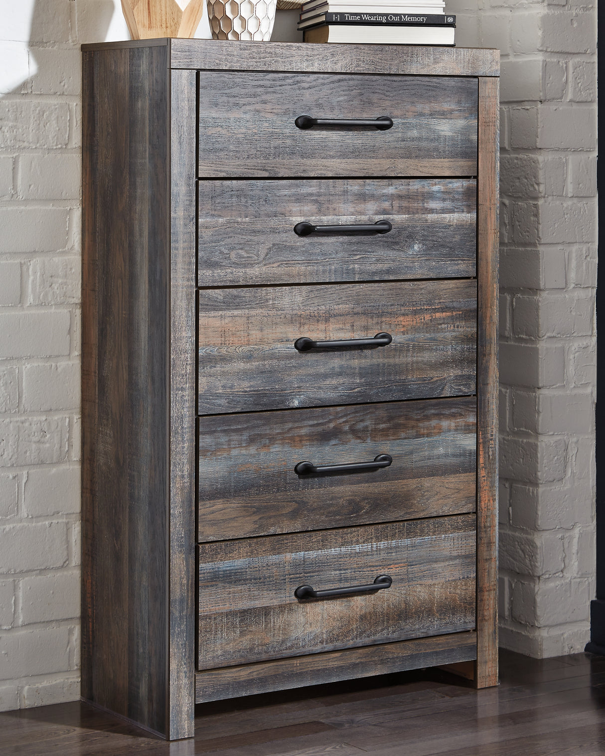 Furniture City Slidell - Ashley Furniture - Drystan Bedroom - Queen Bookcase Bed with 4 Storage Drawers / Multi - B211B18