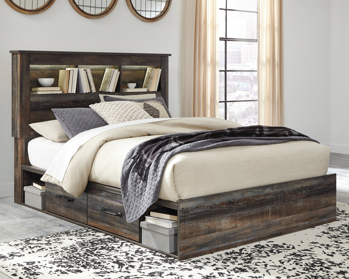 Furniture City Slidell - Ashley Furniture - Drystan Bedroom - Queen Bookcase Bed with 4 Storage Drawers / Multi - B211B18