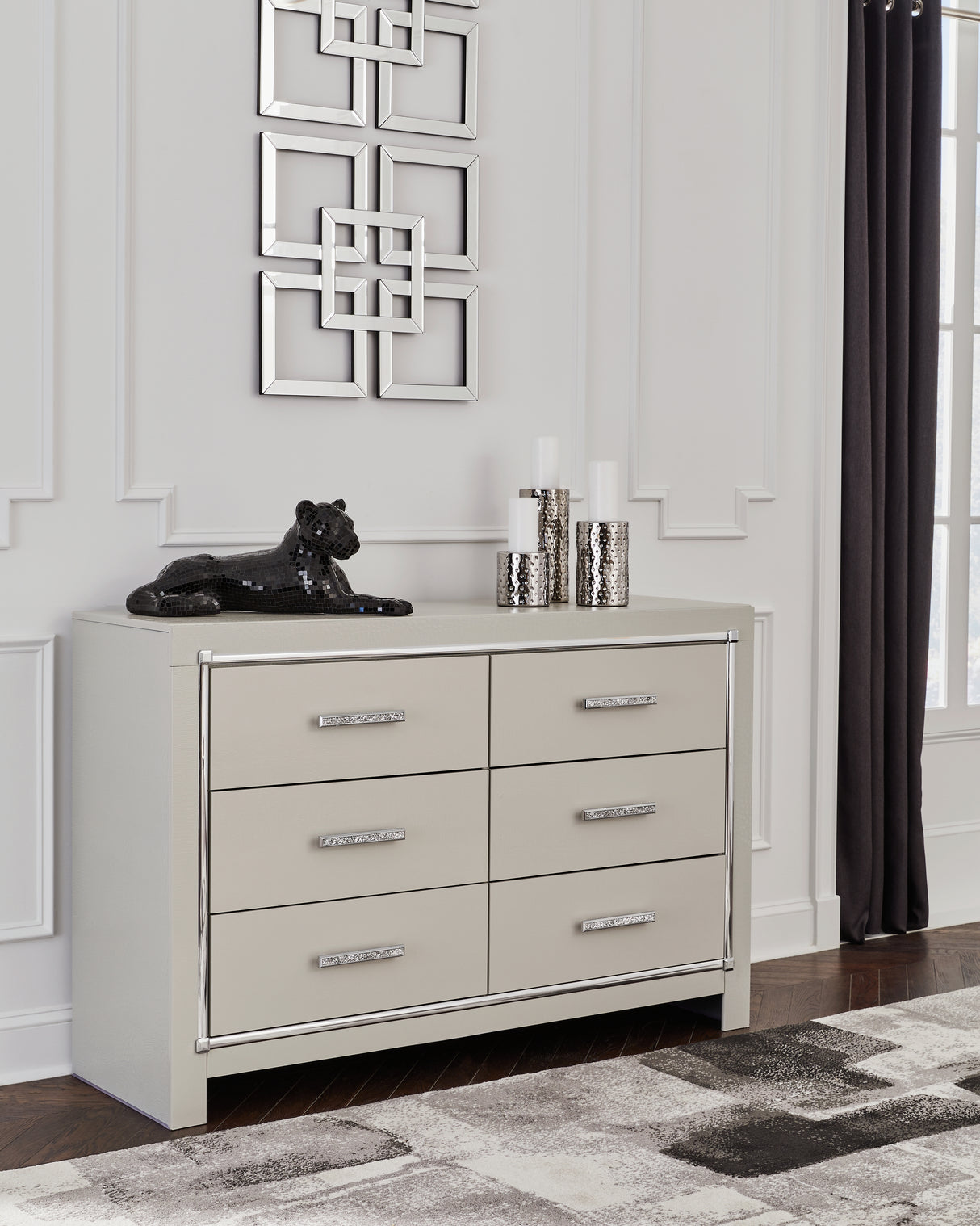 Furniture City Slidell - Ashley Furniture - Zyniden Bedroom - Six Drawer Dresser / Silver - B2114-31