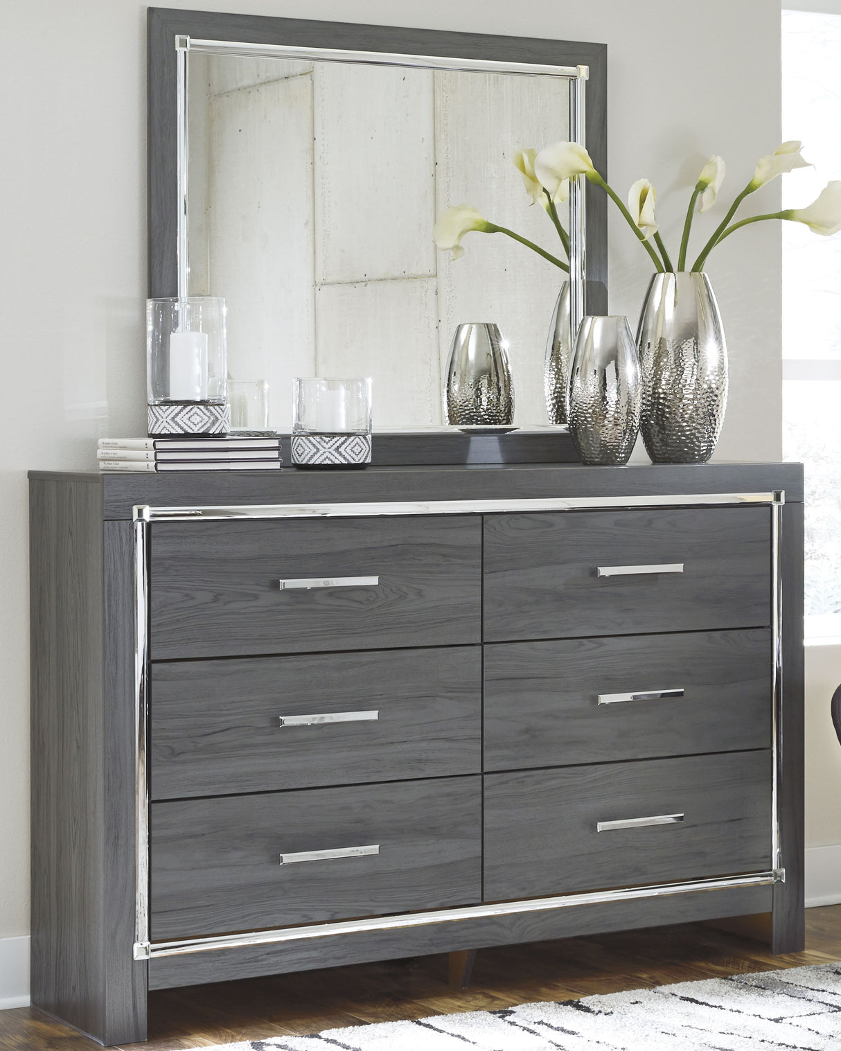 Furniture City Slidell - Ashley Furniture - Lodanna Bedroom - Dresser and Mirror / Gray - B214B1