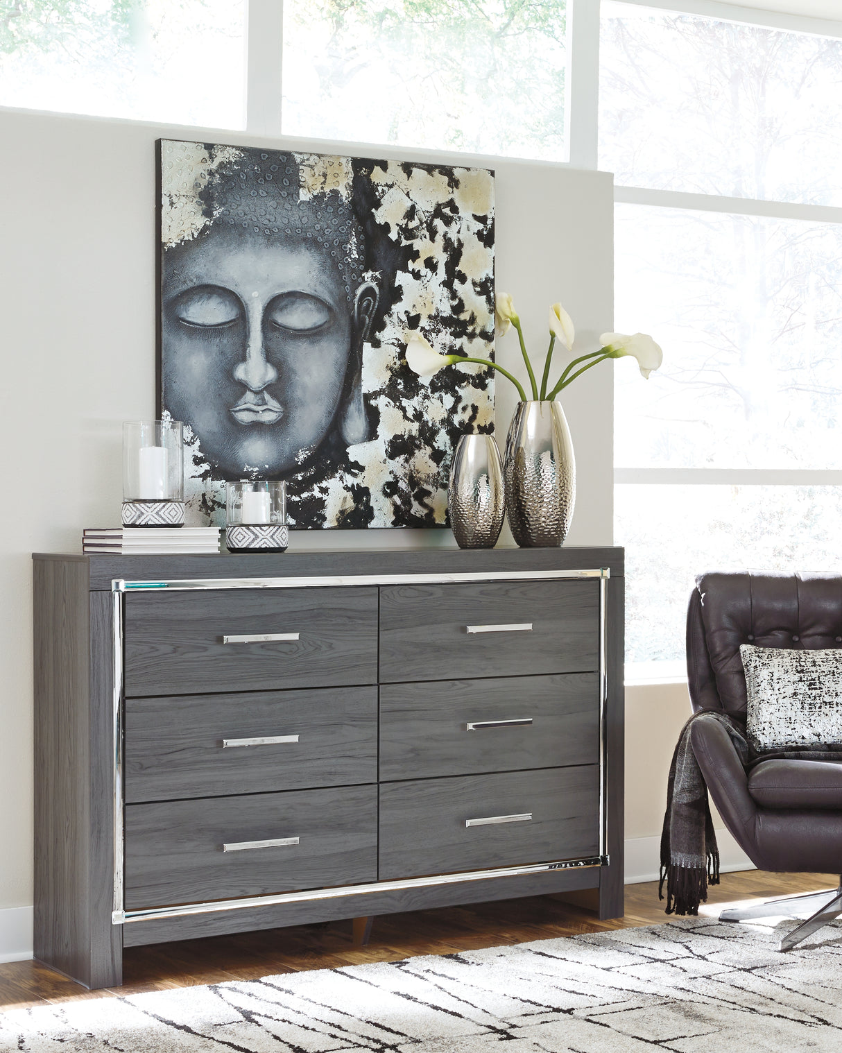 Furniture City Slidell - Ashley Furniture - Lodanna Bedroom - Six Drawer Dresser / Gray - B214-31