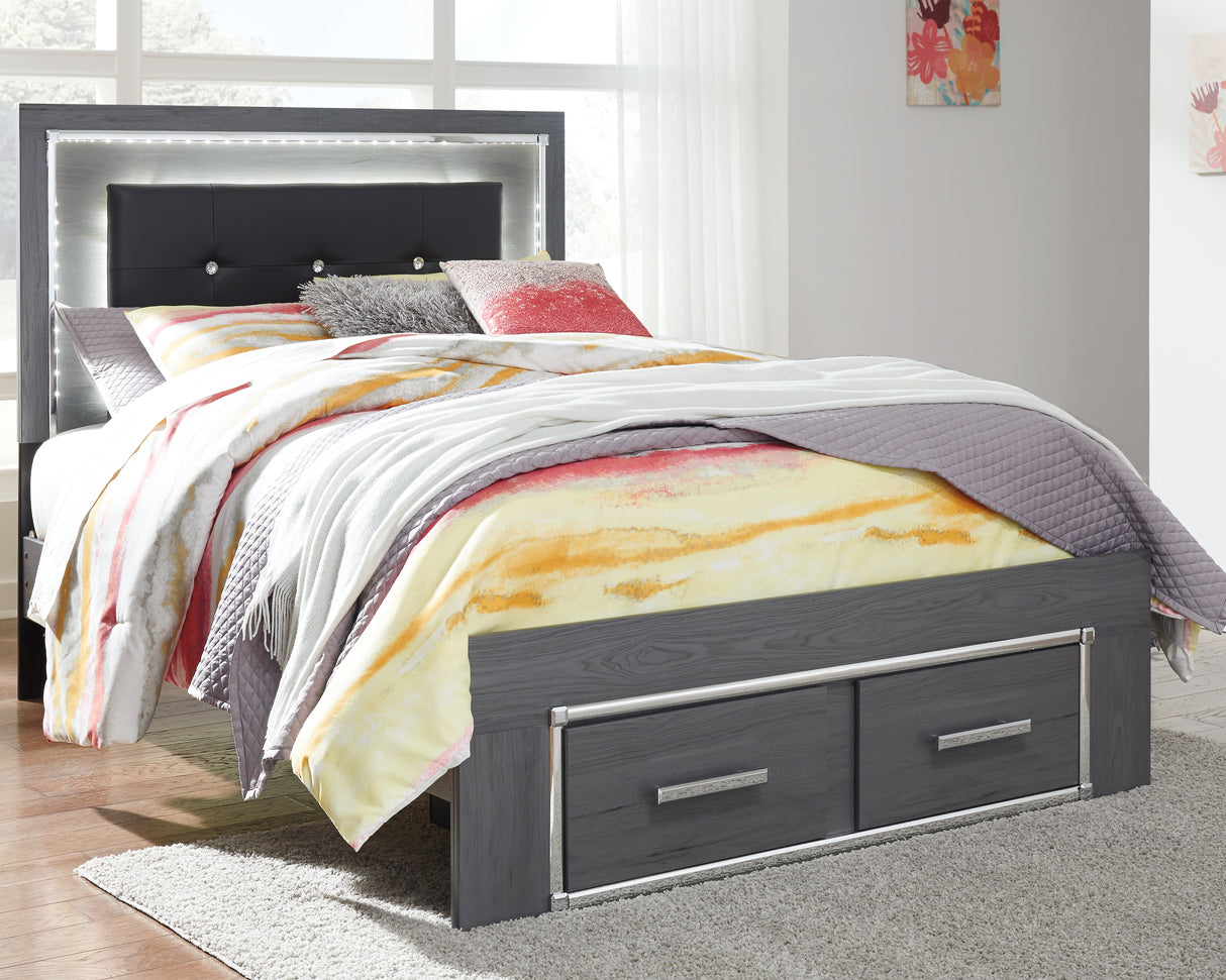 Furniture City Slidell - Ashley Furniture - Lodanna Bedroom - Full Panel Bed with 2 Storage Drawers / Gray - B214B5