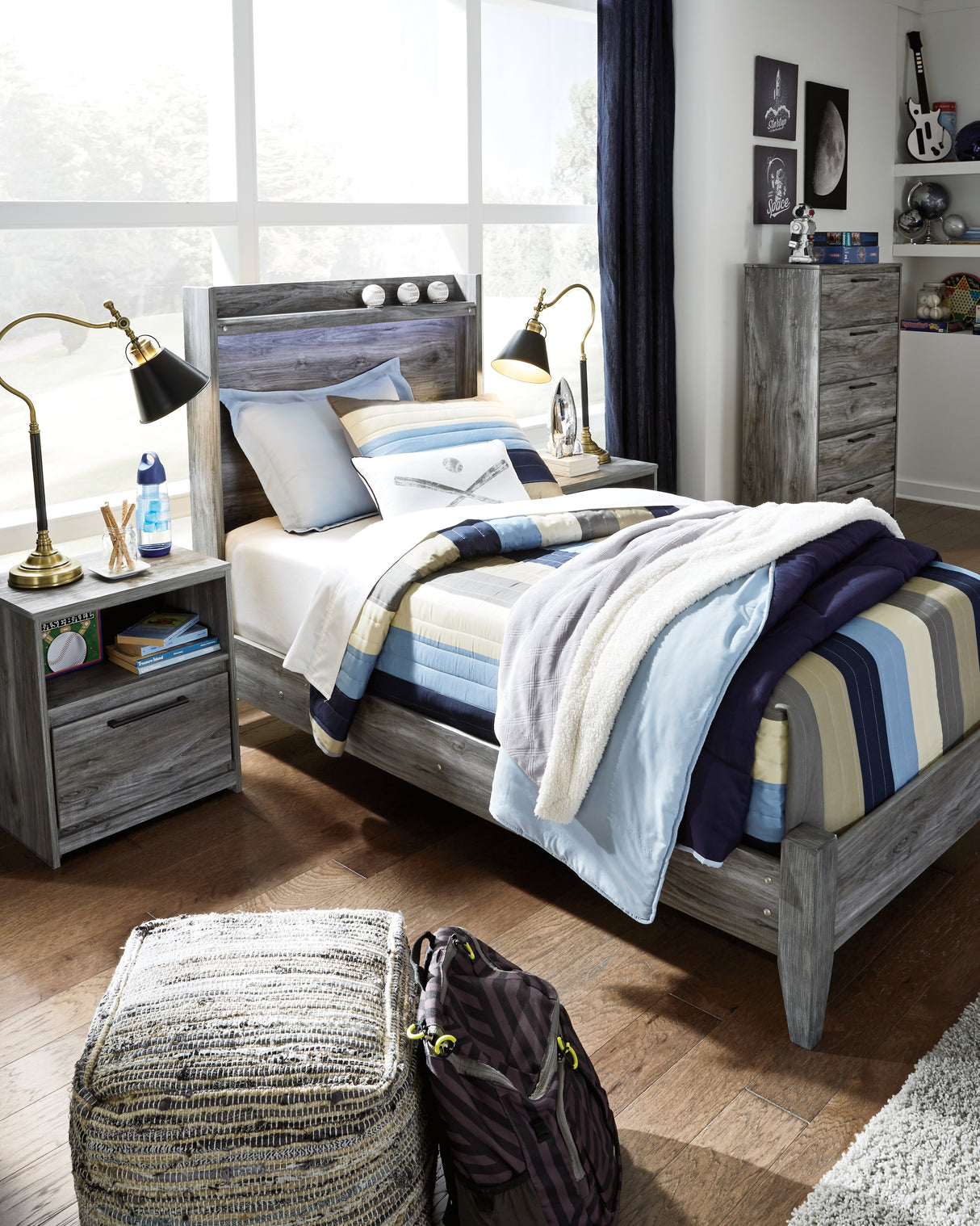 Furniture City Slidell - Ashley Furniture - Baystorm Bedroom - Twin Panel Bed / Gray - B221B20