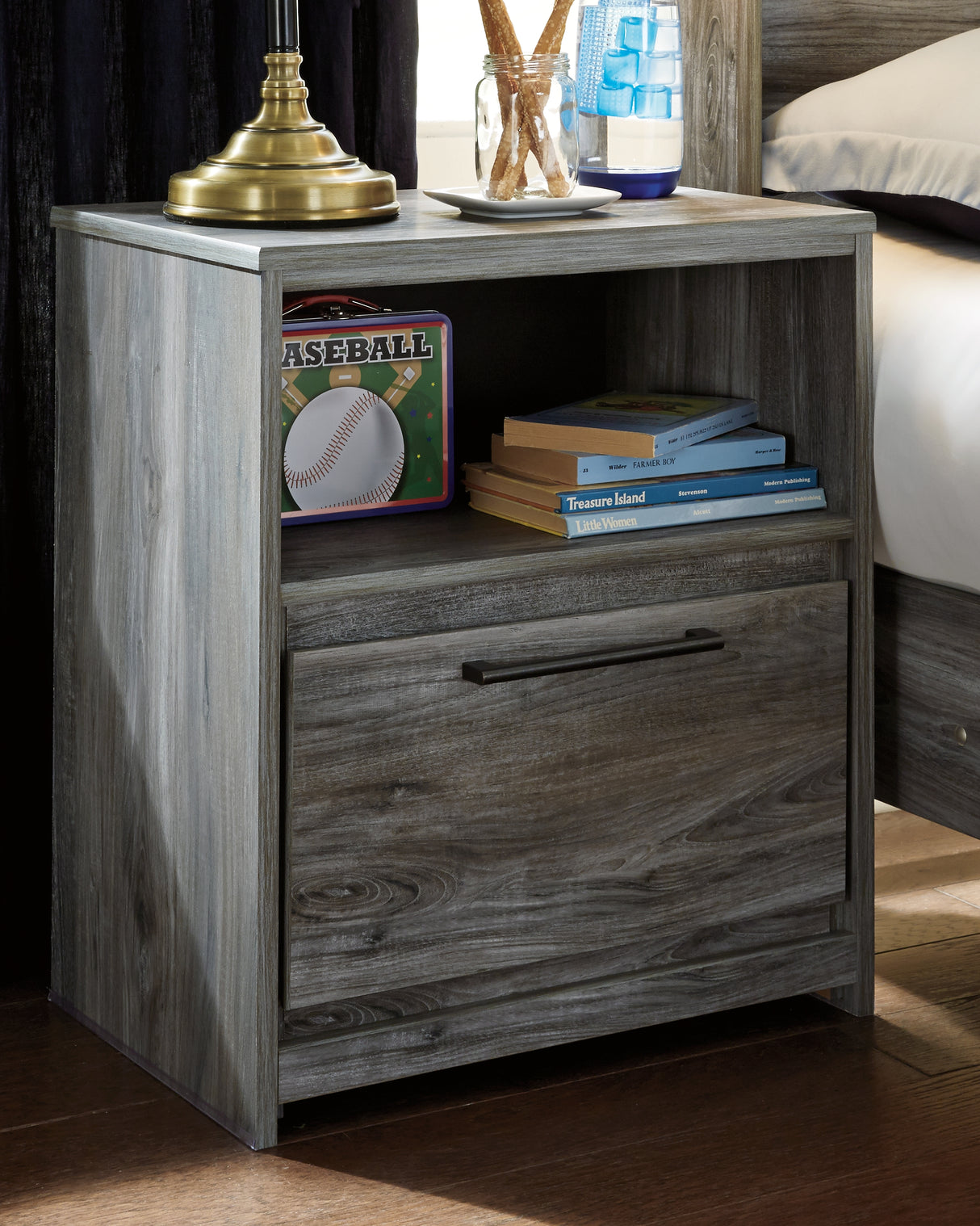 Furniture City Slidell - Ashley Furniture - Baystorm Bedroom - One Drawer Night Stand / Gray - B221-91