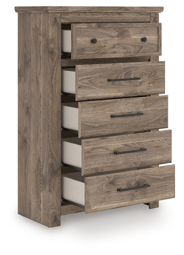 Furniture City Slidell - Ashley Furniture - Rusticott Bedroom - Five Drawer Chest / Brown - PCB2260-46