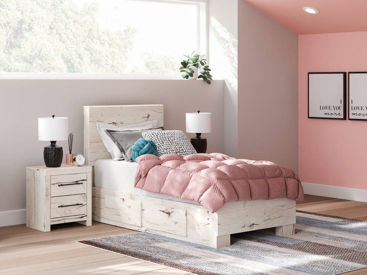 Furniture City Slidell - Ashley Furniture - Lawroy Bedroom - Twin Panel Bed with Storage / Light Natural - B2310B23