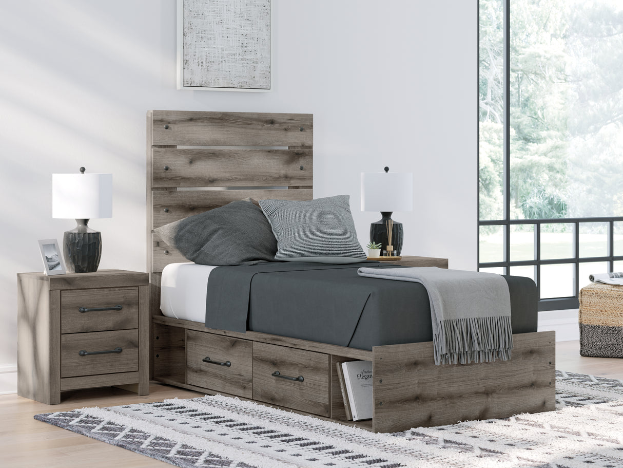 Furniture City Slidell - Ashley Furniture - Graystorm Bedroom - Twin Panel Storage Bed / Brown Gray - PCB2405B18
