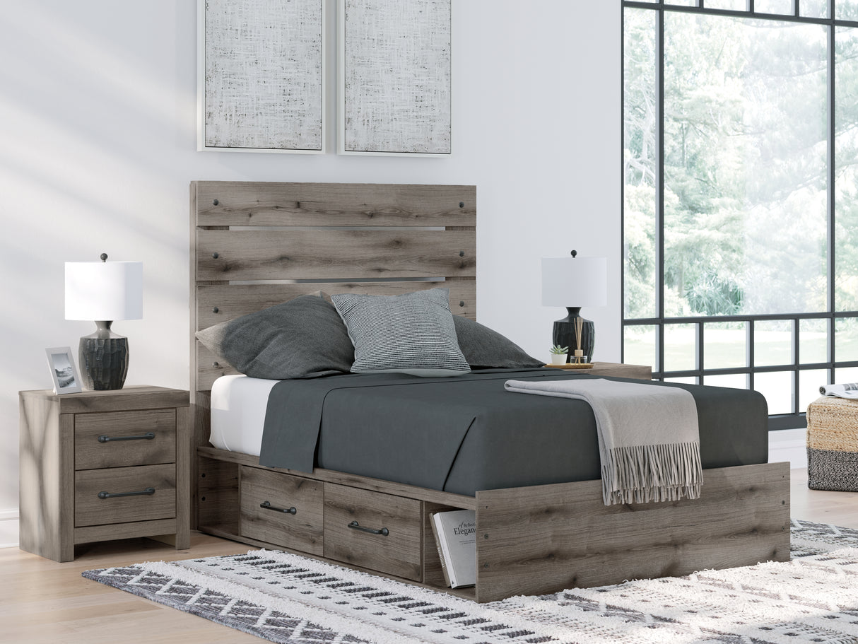 Furniture City Slidell - Ashley Furniture - Graystorm Bedroom - Full Panel Bed with Storage / Brown Gray - PCB2405B17