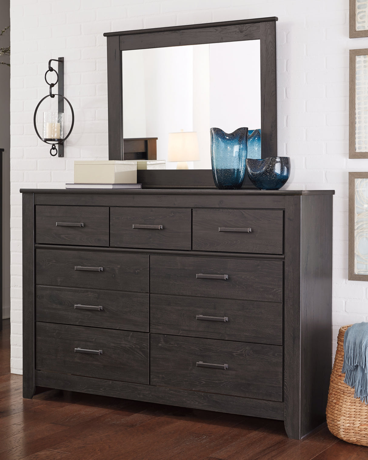 Furniture City Slidell - Ashley Furniture - Brinxton Bedroom - Dresser and Mirror / Charcoal - B249B1