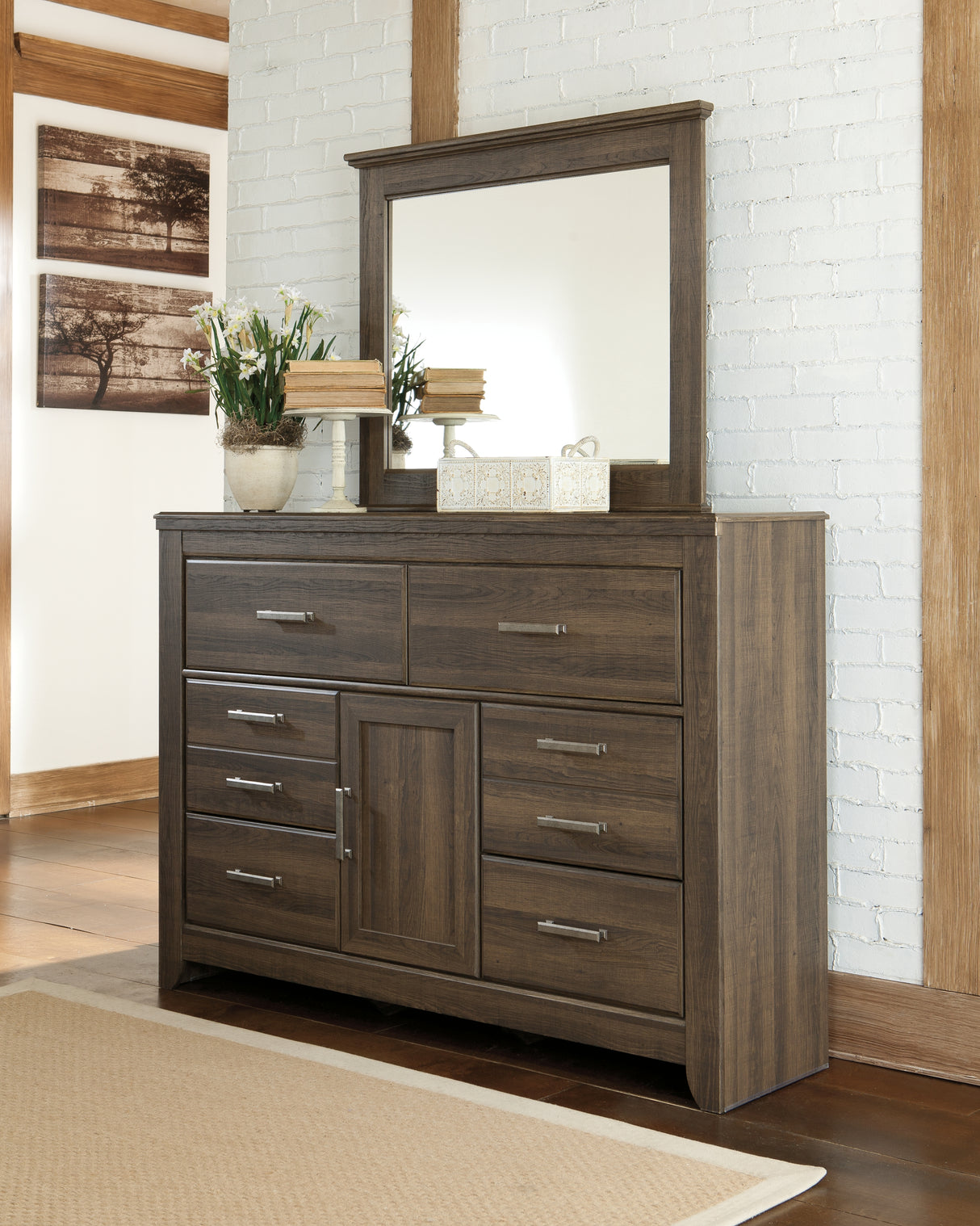 Furniture City Slidell - Ashley Furniture - Juararo Bedroom - Dresser and Mirror / Dark Brown - B251B1