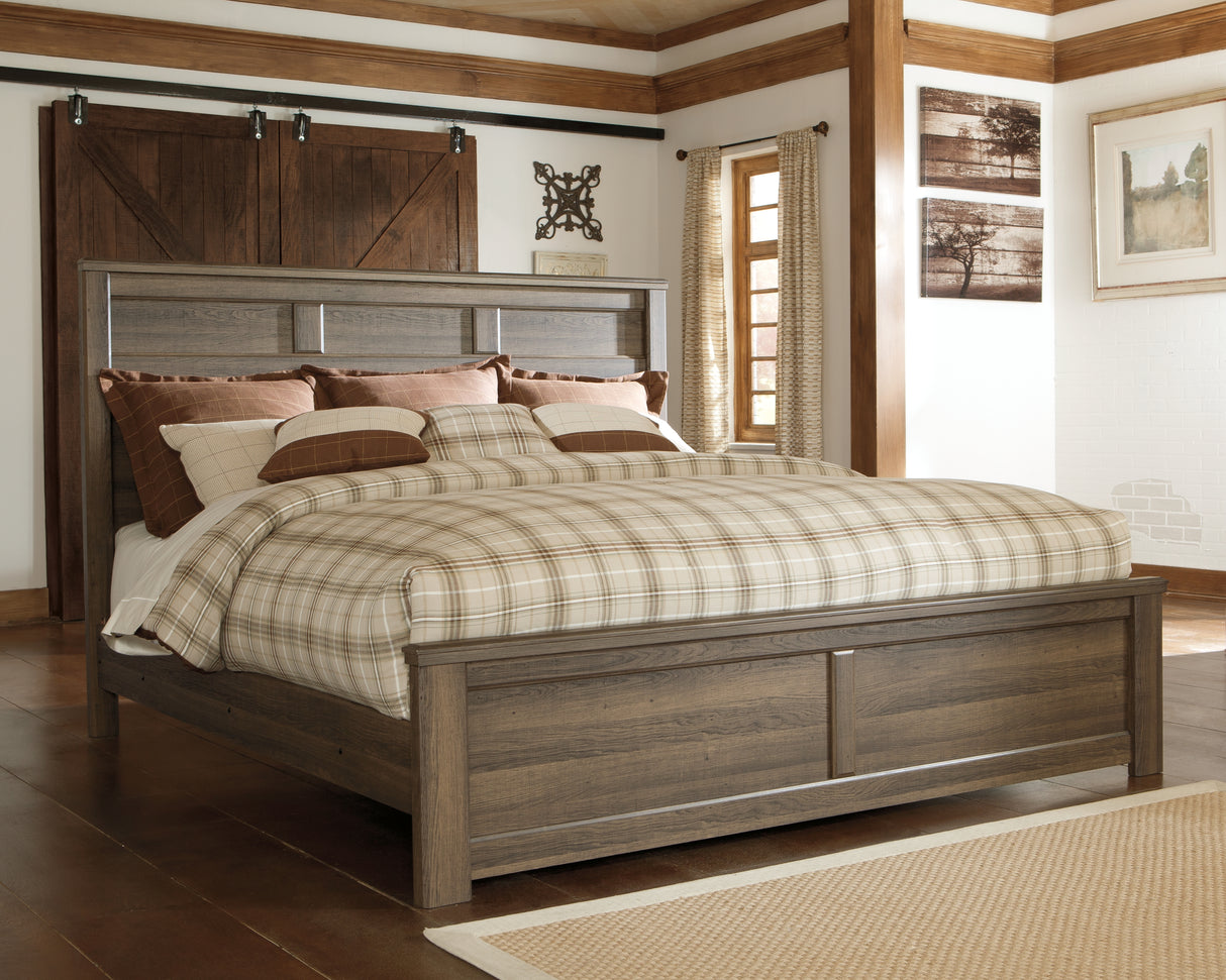Furniture City Slidell - Ashley Furniture - Juararo Bedroom - King Panel Bed / Dark Brown - B251B9