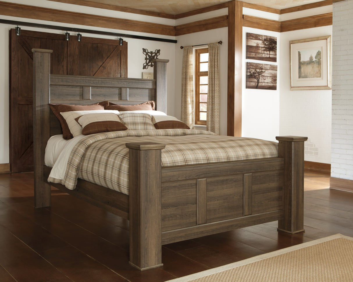 Furniture City Slidell - Ashley Furniture - Juararo Bedroom - Queen Poster Bed / Dark Brown - B251B3
