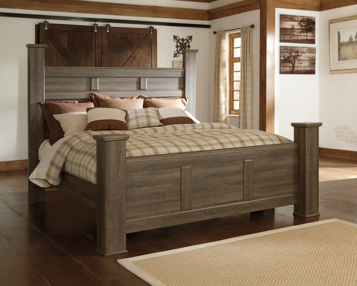 Furniture City Slidell - Ashley Furniture - Juararo Bedroom - King Poster Bed / Dark Brown - B251B10