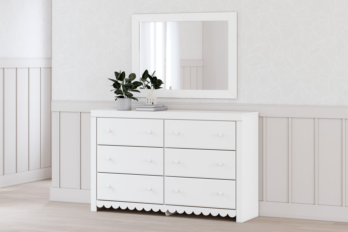 Furniture City Slidell - Ashley Furniture - Mollviney Bedroom - Dresser and Mirror / White - B2540B1