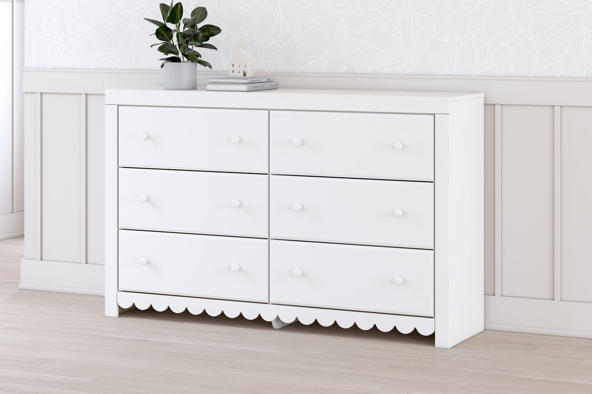 Furniture City Slidell - Ashley Furniture - Mollviney Bedroom - Six Drawer Dresser / White - B2540-31