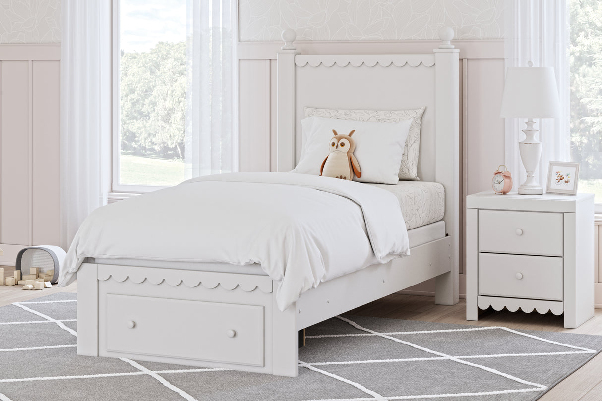 Furniture City Slidell - Ashley Furniture - Mollviney Bedroom - Twin Panel Storage Bed / White - B2540B6