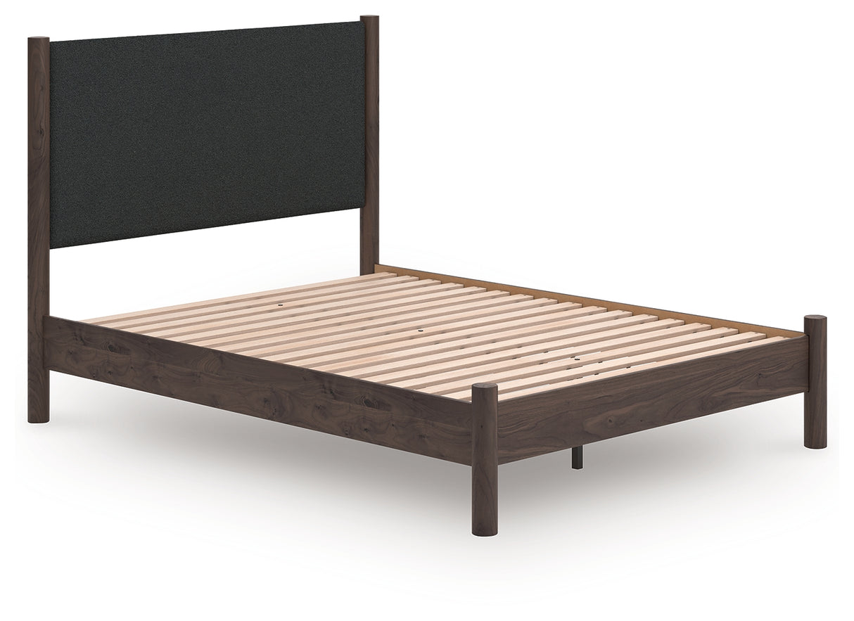 Furniture City Slidell - Ashley Furniture - Pamytta Bedroom - Queen Upholstered Panel Platform Bed / Brown - PCB2614B12
