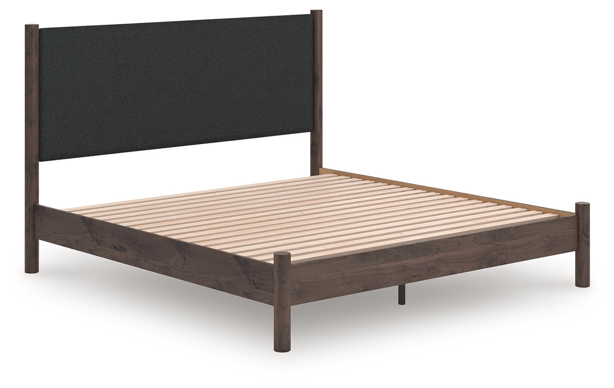 Furniture City Slidell - Ashley Furniture - Pamytta Bedroom - King Upholstered Panel Platform Bed / Brown - PCB2614B28
