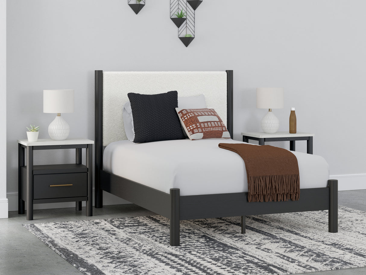 Furniture City Slidell - Ashley Furniture - Cadmori Bedroom - Full Upholstered Panel Bed / Black/White - B2616B3