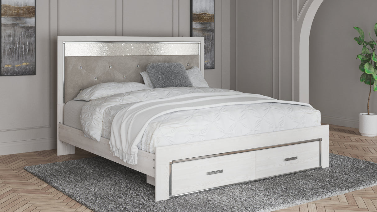 Furniture City Slidell - Ashley Furniture - Altyra Bedroom - King Upholstered Storage Bed / White - B2640B29