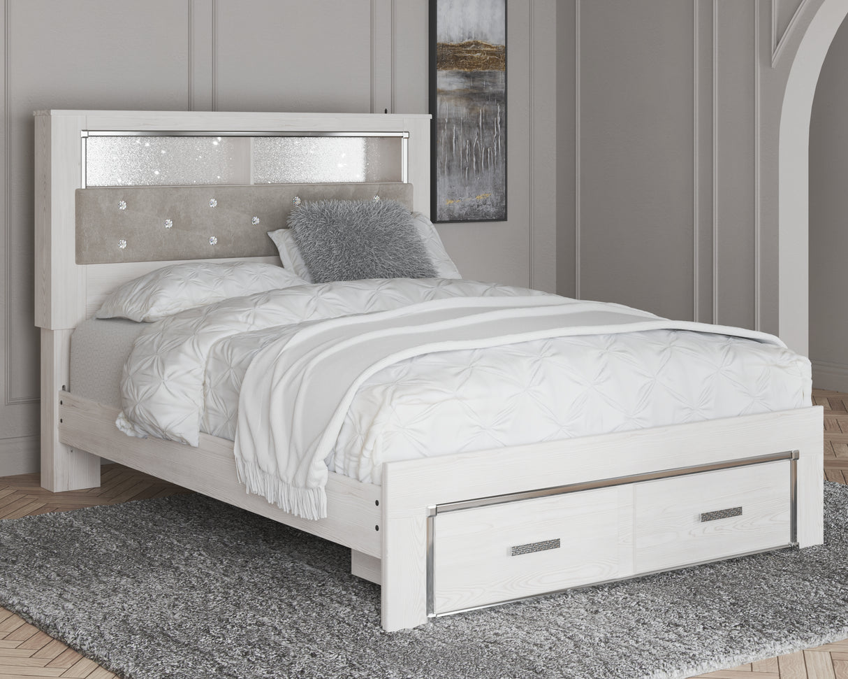 Furniture City Slidell - Ashley Furniture - Altyra Bedroom - Queen Upholstered Bookcase Bed with Storage / White - B2640B19