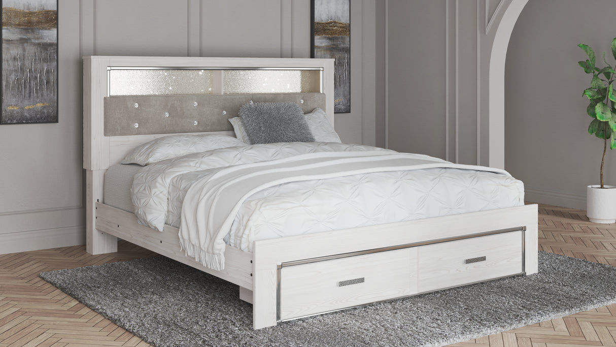 Furniture City Slidell - Ashley Furniture - Altyra Bedroom - King Upholstered Bookcase Bed with Storage / White - B2640B30
