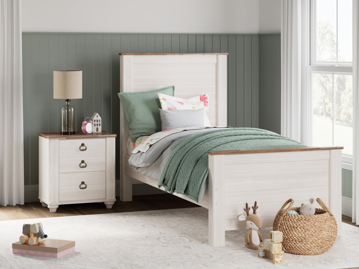 Furniture City Slidell - Ashley Furniture - Willowton Bedroom - Twin Panel Bed / Whitewash - B267B15