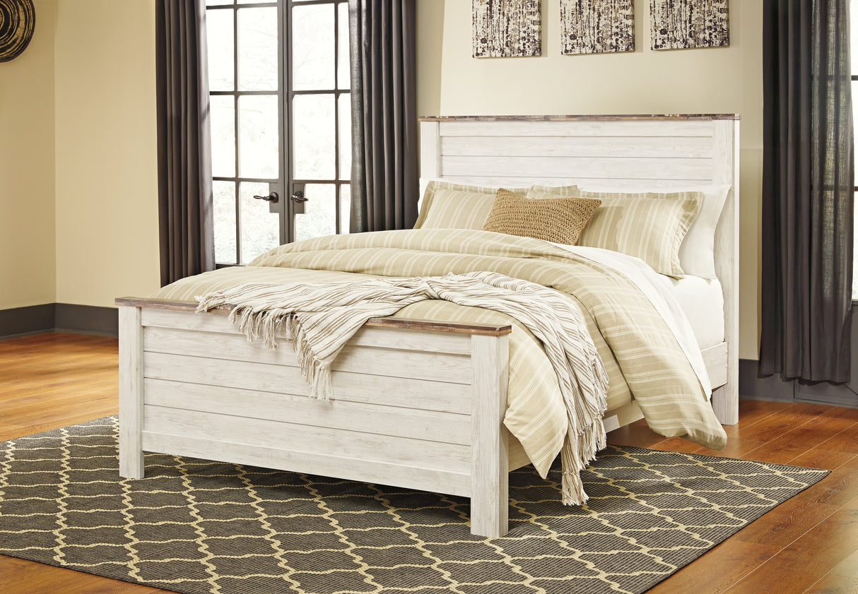 Furniture City Slidell - Ashley Furniture - Willowton Bedroom - Queen Panel Bed / Whitewash - B267B8