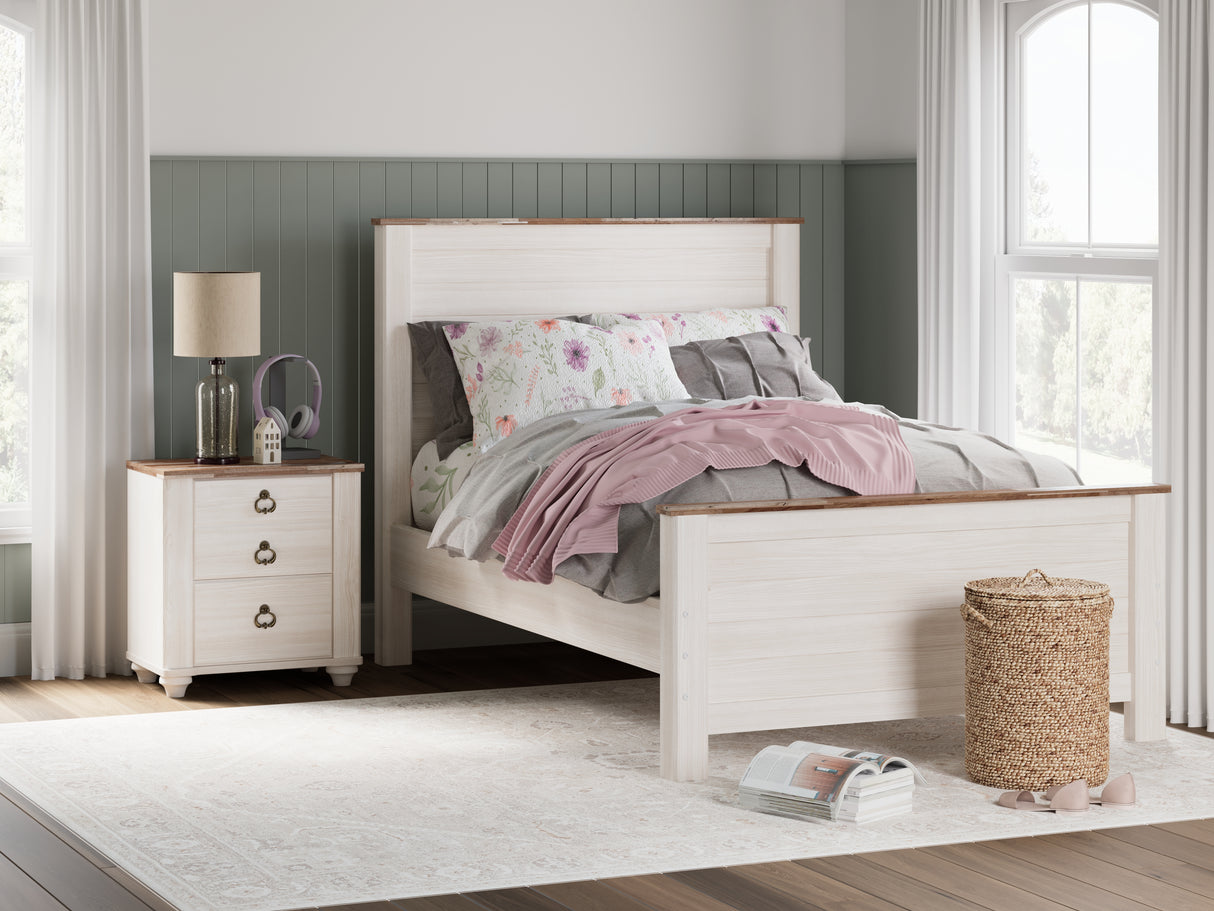 Furniture City Slidell - Ashley Furniture - Willowton Bedroom - Full Panel Bed / Whitewash - B267B17