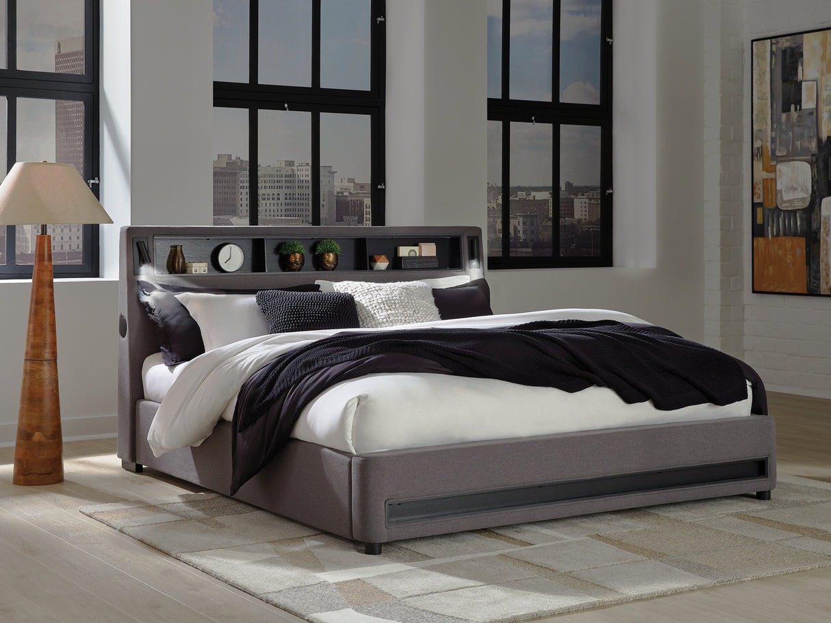 Furniture City Slidell - Ashley Furniture - Verishaw Bedroom - King Upholstered Bed / Gray - PCB2721B21